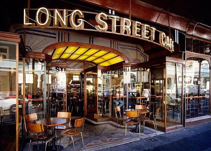 The entrance and pavement tables of Long Street Cafe in Cape Town